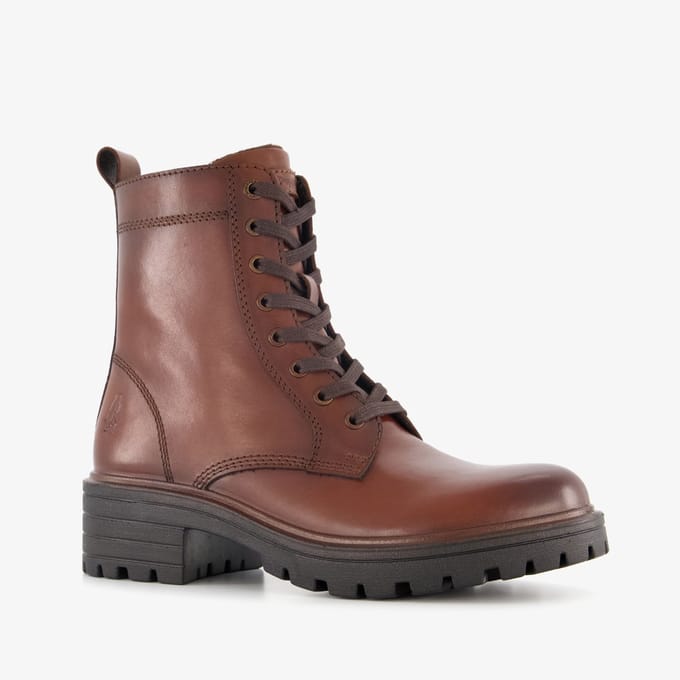 Hush Puppies leren dames veterboots cognac - Maat 37