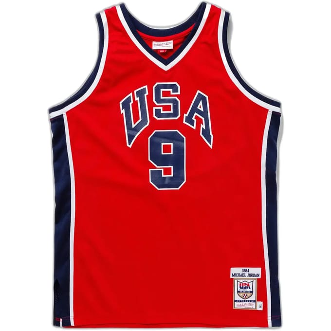 Basketbaltanktop voor heren Nba Authentic Jersey Hardwood Classics No 9 Michael Jordan 1984 Team USA