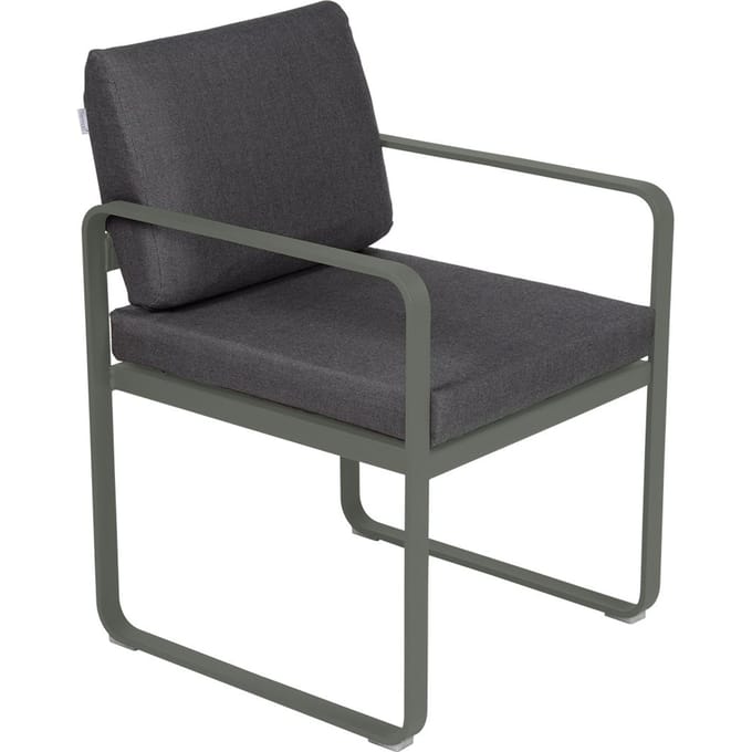 Fermob BELLEVIE fauteuil voor de eethoek - 48 rozemarijn mat - A3 grafietgrijs