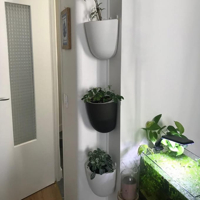 Hoek Wandgemonteerde Bloempot Zelfwaterende Bloempot Plastic Plantenpot wit