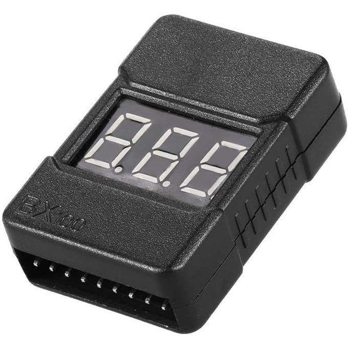 BX100 1 8S Testeur de tension de batterie LiPo Alarme sonore basse tension avec indicateur LED gray