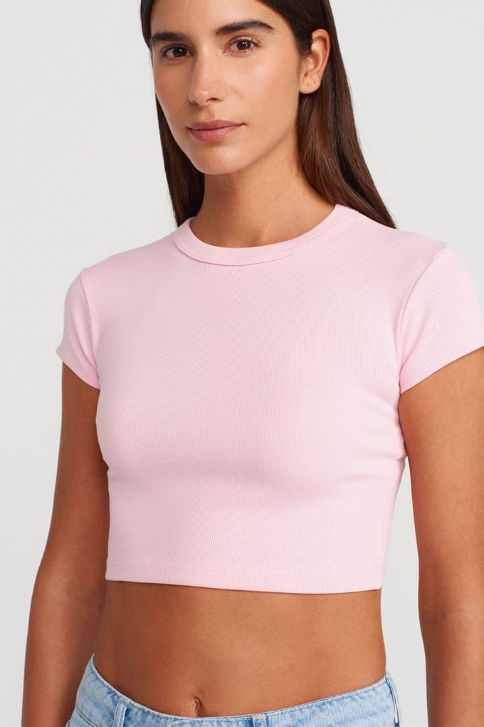 Vrouwen Slim Fit Cropped Crew Neck T-shirt