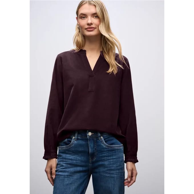 Corduroy blouse met ruches