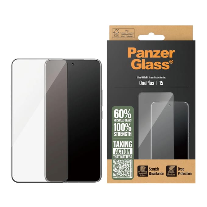PanzerGlass Ultra-Wide Fit Anti-Bacterial Screenprotector incl. applicator voor de OnePlus 15