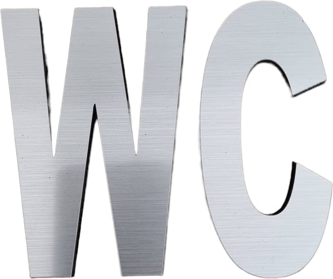 Toilet Bord - Wc - Wc aanduiding - Zilver - 9,5 cm breed