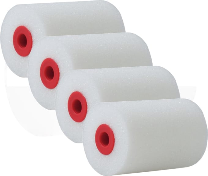 Set van 4x stuks schuim precisie verfrollers lakroller 2,5 x 5 cm - Verfspullen - Schildersbenodigheden