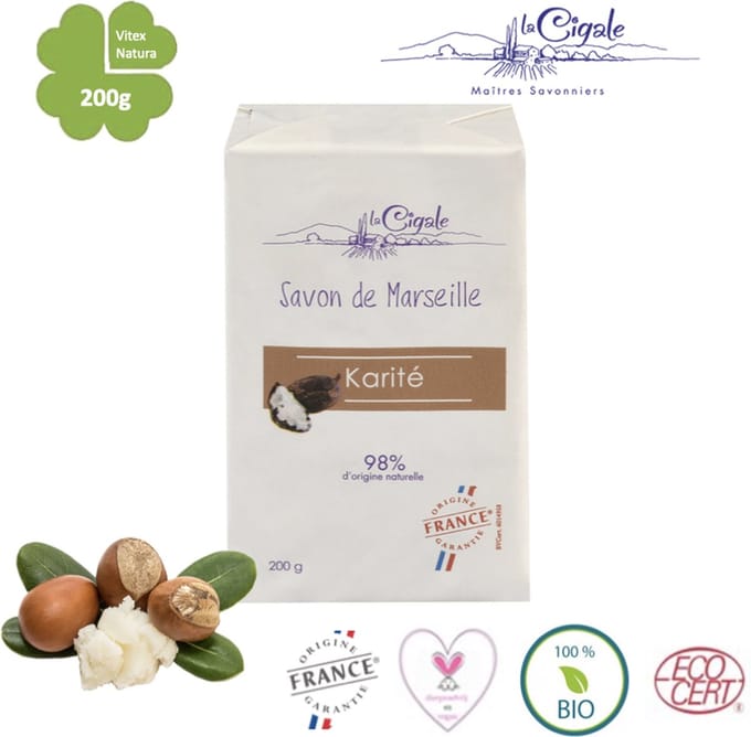 Karité Marseille Zeep | 200g | een extra milde shea boter zeep | La Cigale