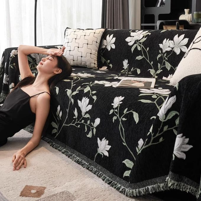 Chenille Sofahanddoek, Universeel voor alle seizoenen, High-end Sofadeken, Sofahoes in antieke stijl, Anti-kras Sofahoes 180*130cm