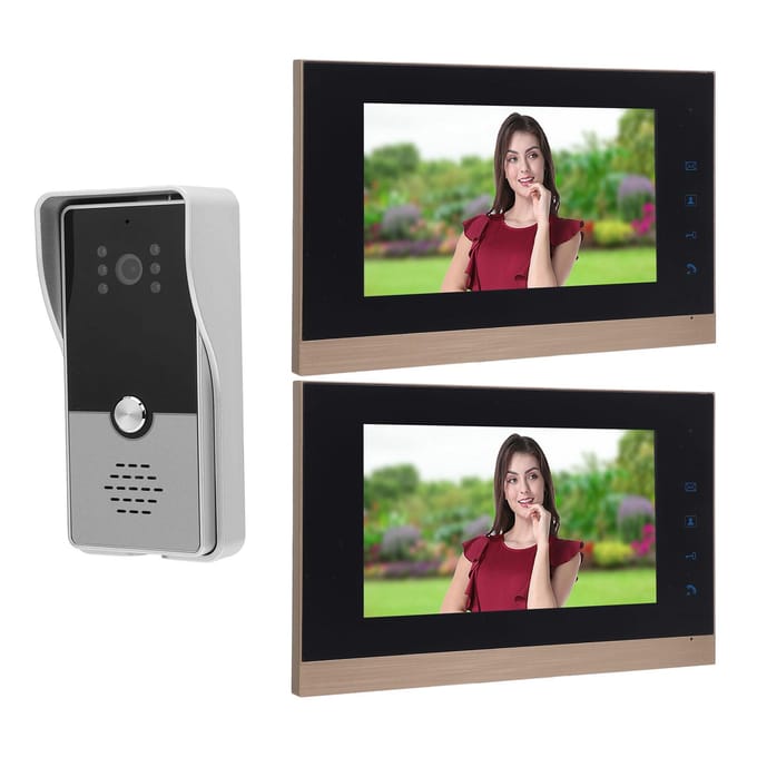 Video Intercom Systeem Bekabeld HD CMOS Sensor Eén Knop Ontgrendeling Touch Control Deurbel Camera met 7 EU Plug veelkleurig