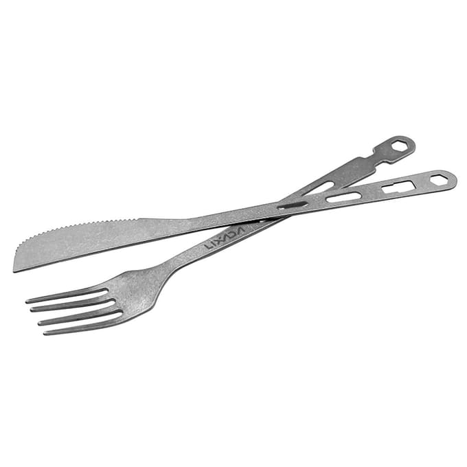 Camping Bestekset Puur Ti Multifunctionele Clip Afneembare Combinatie mes/vork Gezond zilver