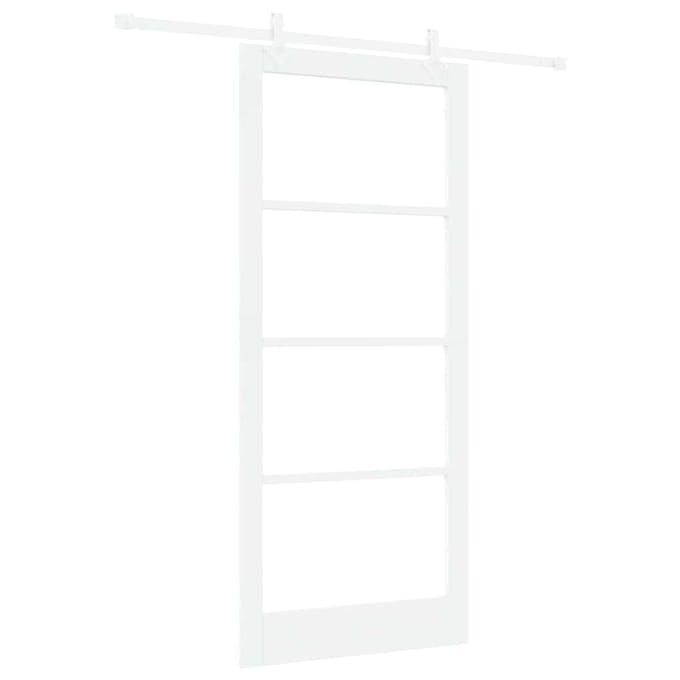 vidaXL - Schuifdeur - 93 - x - 211 - cm - Massief - grenenhout - en - glas - Wit