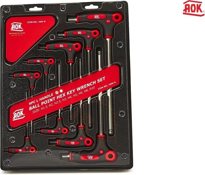 AOK 9 Delige Professionele T-Greep Inbusset Metrich