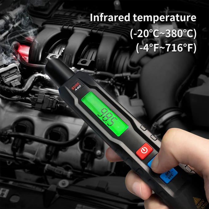 BSIDE A40 Multifunctionele 3-in-1 Infrarood Temperatuurtester Spanningsdetector & Multimeter & zwart