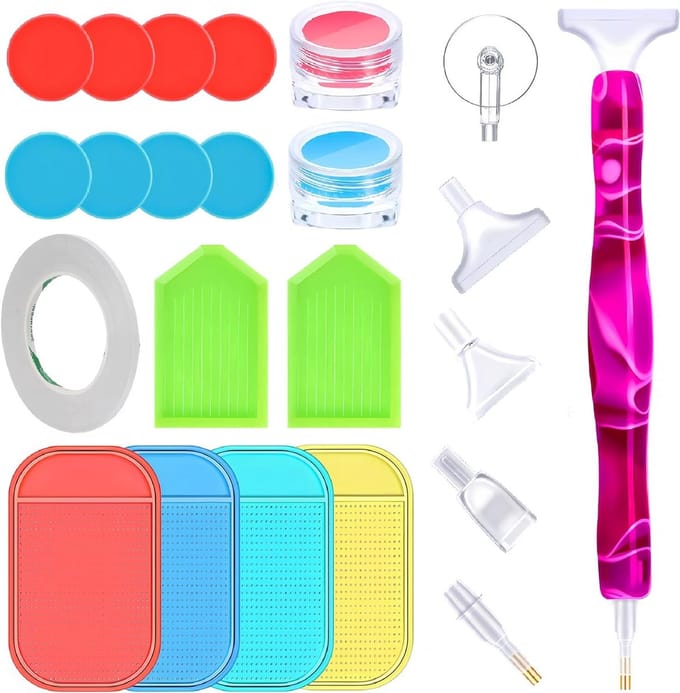 Diamant Schilderen Pen Kit - Hars Boor Accessoires - DIY Diamant Kunst - Multi Placer Tips - 30 Gram - Rood