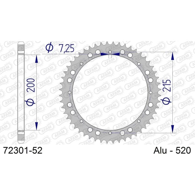 Aluminium tandwiel achter Afam 520 52 dents