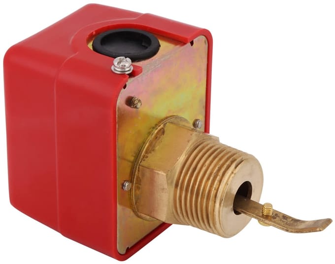 Allecto - Verstelbare Waterstromingsschakelaar - Waterbehandeling - 10Bar - Messing - NPT-draadaansluiting - Geschikt voor airconditioning en koeli...