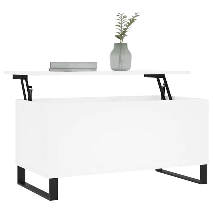 vidaXL - Salontafel - 90x44,5x45 - cm - bewerkt - hout - wit