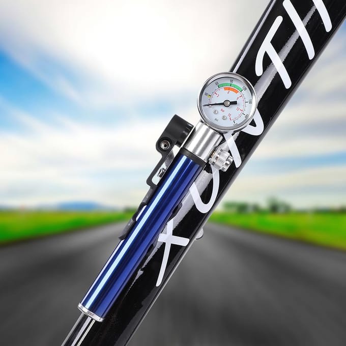 MIni Lichtgewicht Fietspomp 88PSI Opvouwbare Fiets Bal Draagbare Pomp Luchtpomp (Blauw) white