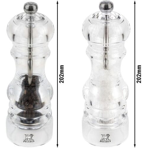 (6 stuks) PEUGEOT NANCY - Zout & Peper Molen - Acryl - Hoogte: 180mm transparant