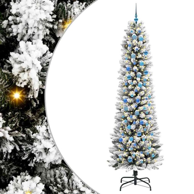 vidaXL - Kunstkerstboom - Wit - 240 - cm - PVC - en - Metaal - en - Plastic