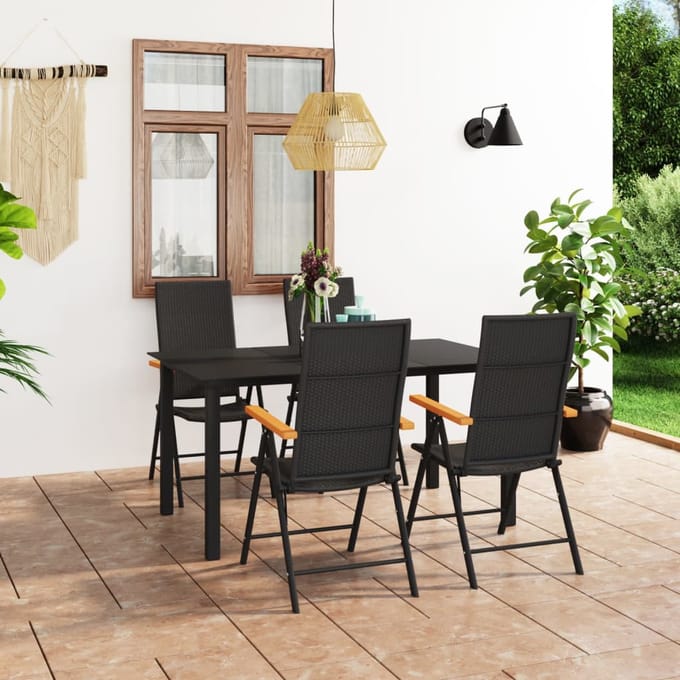 vidaXL - 5-delige - Tuinset - zwart - en - bruin