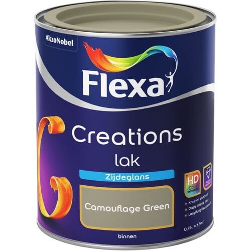 Flexa Houtlak Creations - Zijdeglans - Camouflage Green - 750ml