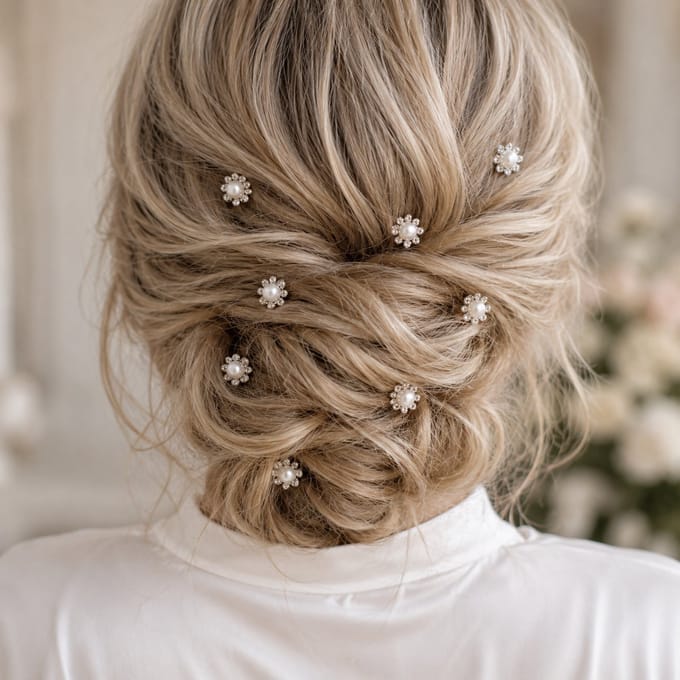 Haar in Stijl® Lulu 20 Bloem Haarspelden Zilver - Bruid Haaraccessoires