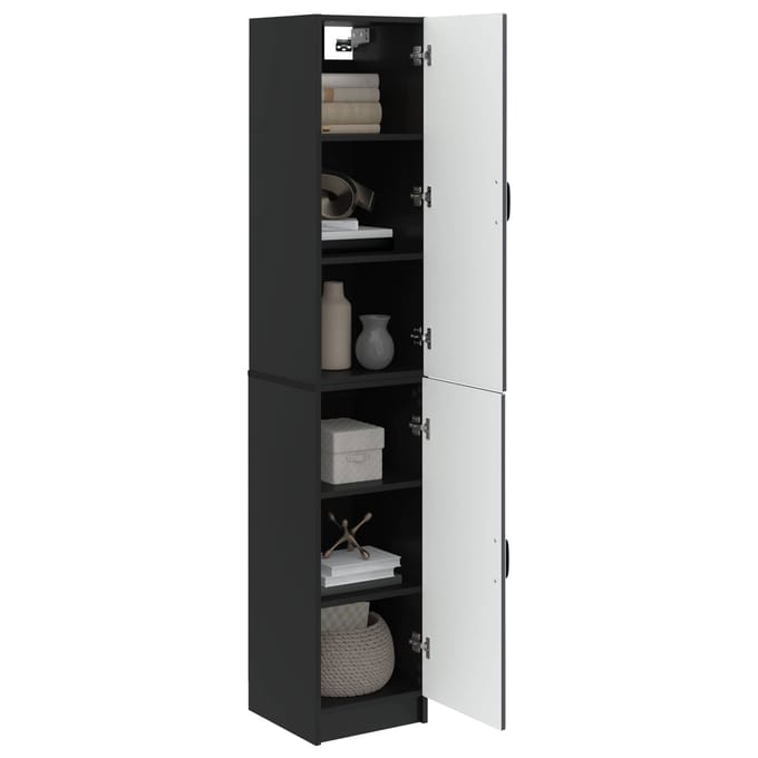 vidaXL - Kast - Set - 2 - st - Zwart - Bewerkt - hout