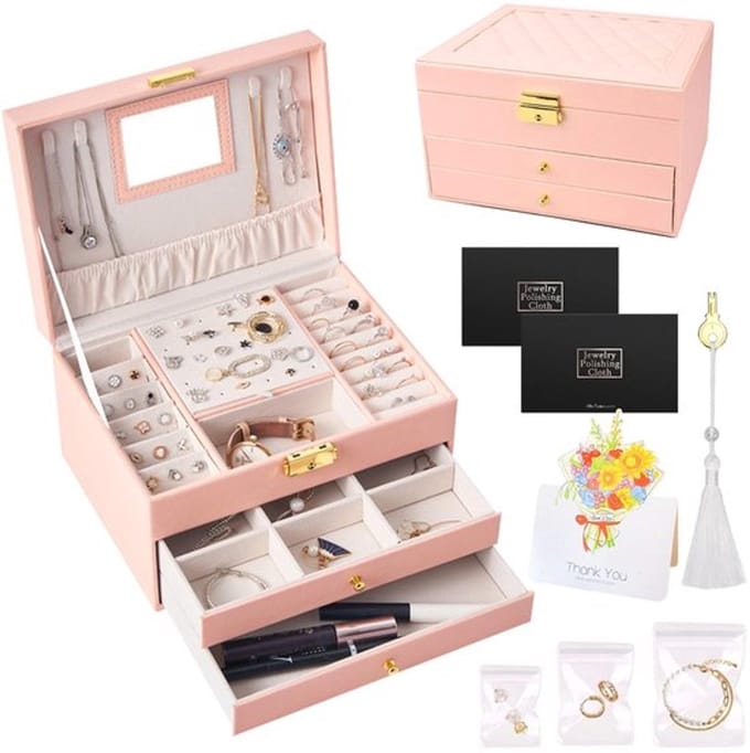 Allecto - Sieradenbox - 3 Laags - Ruime Opbergruimte - Roze - Voor