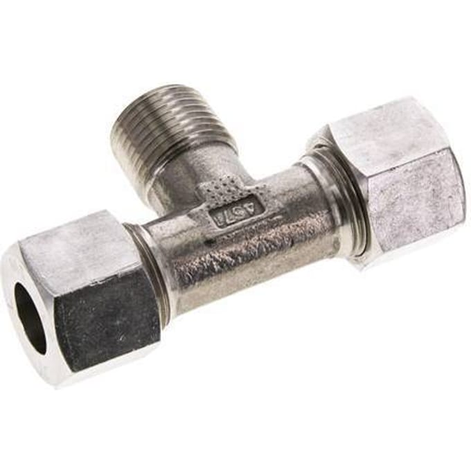 14S & R1/2'' RVS T-stuk Snijringkoppeling Buitendraad 630bar ISO 8434-1