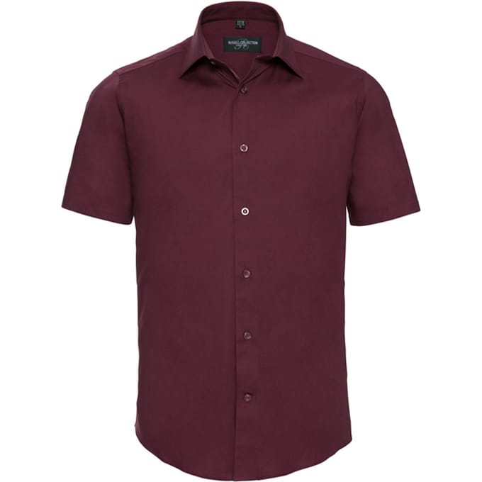 Russell Collection Heren Stretch Overhemd Met Korte Mouwen (Haven)