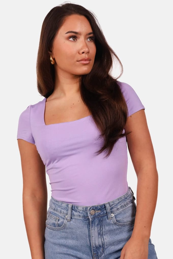Getdrezzed Top - Maat: M - Body met vierkante hals lila