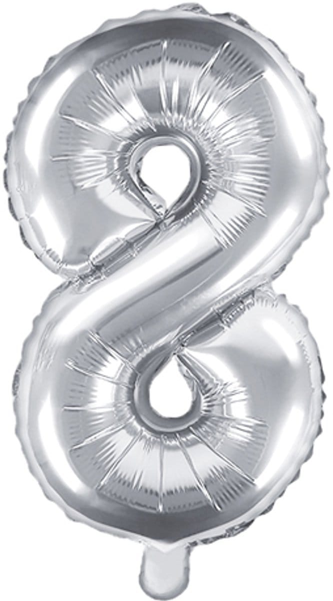 Folieballon Cijfer 8 (35 cm) - Zilver