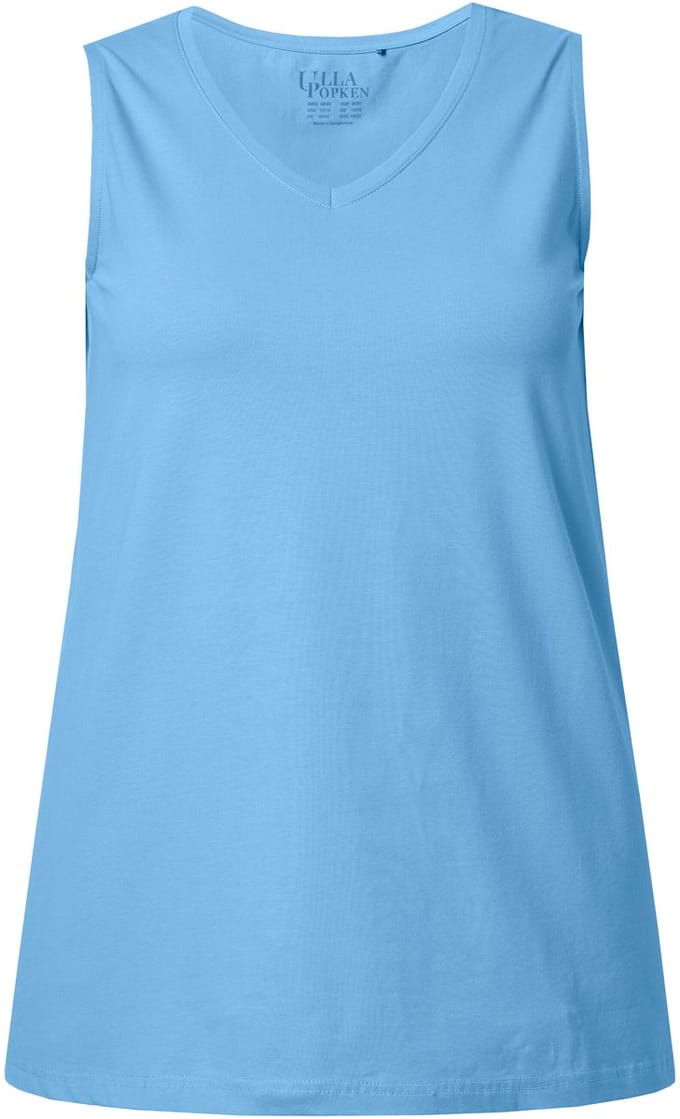 Ulla Popken - Dames - Top A-lijn V-hals mouwloos - Wolkenblauw - Maat 42+