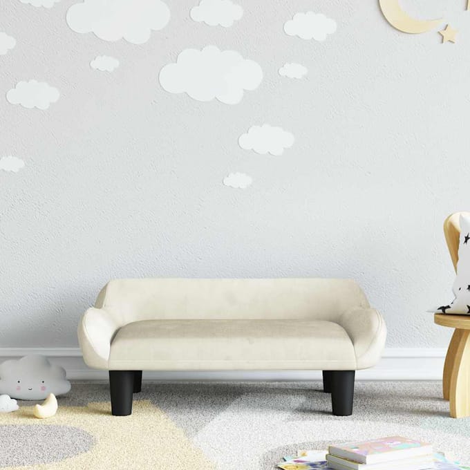 vidaXL - Kinderbank - 70x40x24 - cm - fluweel - crèmekleurig