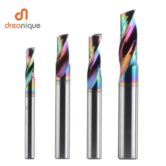 Dreanique 1 st 3.175 4 6 8mm Enkele Fluit Vhm Legering Frees, DLC Coating Frees Bit Voor Aluminium