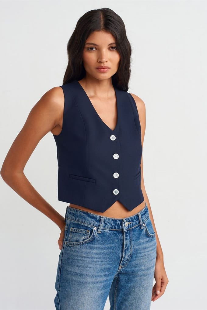 Dames Geweven Crop Vest