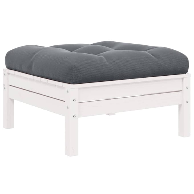 vidaXL - Tuinbank - 2-zits - met - kussens - massief - grenenhout - wit