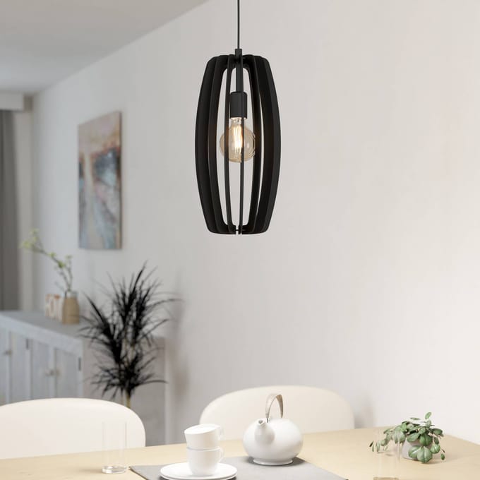 EGLO Bajazzara Hanglamp - E27 - Staal|Hout - Zwart