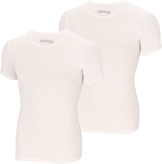 Apollo heren T-shirt Bamboe - Ronde Hals- 2-pack - Wit - M
