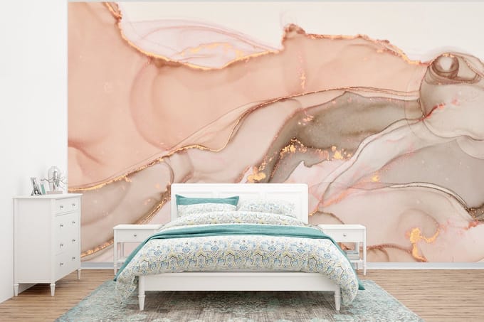 Behang - Fotobehang Marmer - Roze - Rosé - Breedte 295 cm x hoogte 220 cm