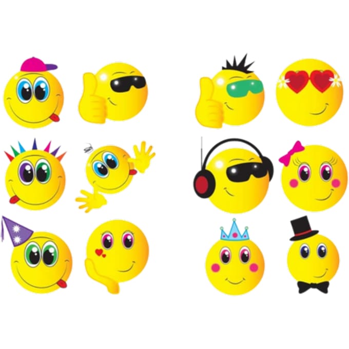 Smiley Tattoos voor Kinderen, Set van 6, 4x4 cm, Geel
