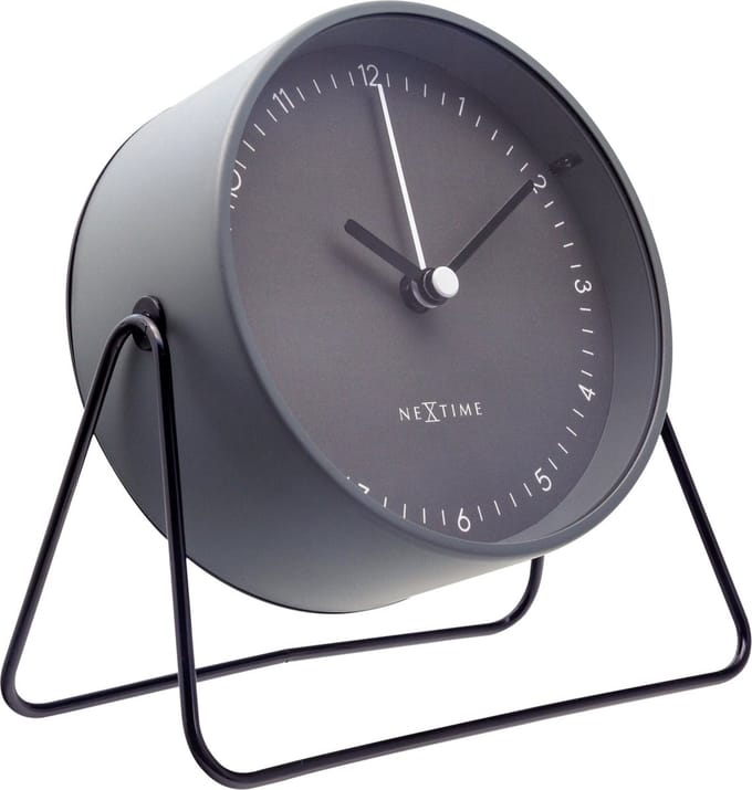 NeXtime Berlin Table – Tafelwekker – 14 × 13 × 7 cm – Metaal – Grijs – Stil