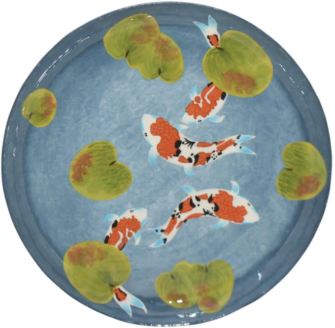 Colmore by Diga - Decoratieve schaal-vissen- blue enamel IR 50x50x4 cm