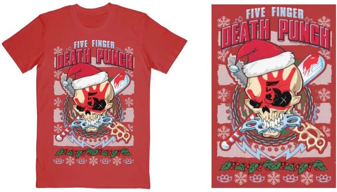 Five Finger Death Punch - Zombie Kill Xmas Heren Tshirt - XL - Rood