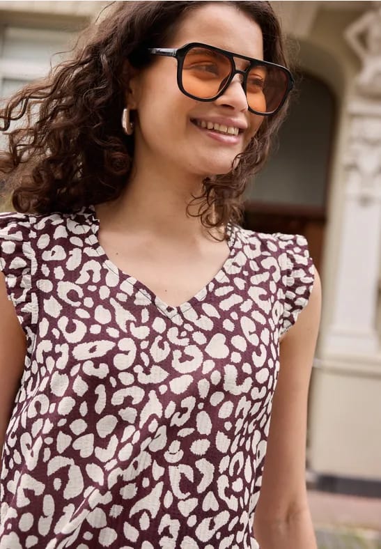 Blouse met V-hals en luipaardprint