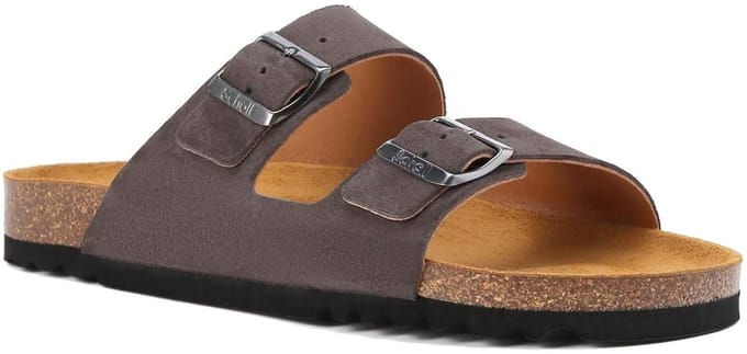 Scholl Sandalen Julien 2 Riemen Suede Heren - Grijs