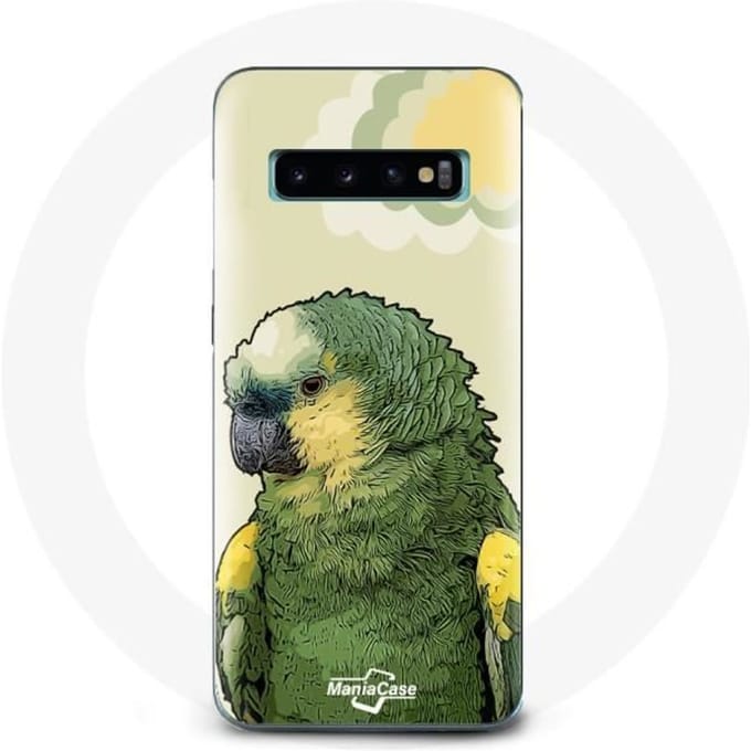 Coque - MANIACASE - Samsung Galaxy S10 - Souple - Vert - Perroquets vert