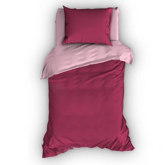 Satin d'Or Reverso Dekbedovertrek - Eenpersoons - 140x200/220 cm - Redbund/Rose