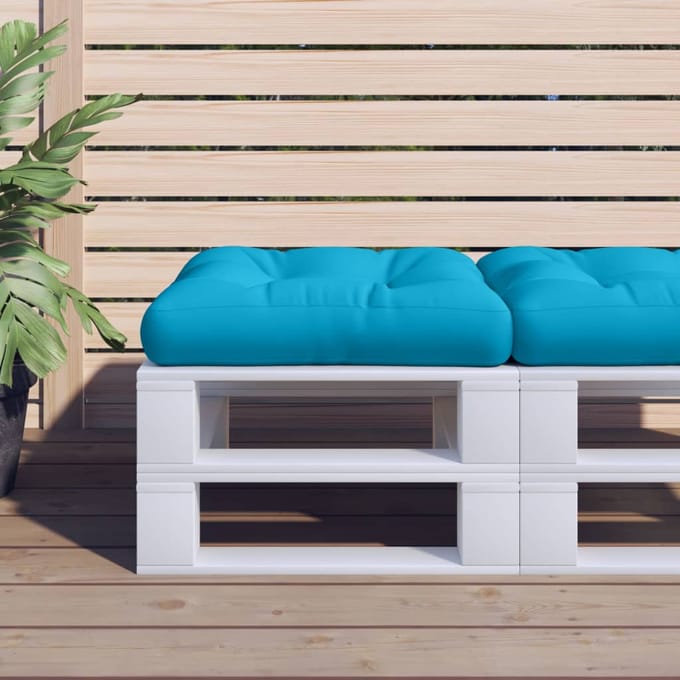 vidaXL - Palletkussen - 58x58x10 - cm - stof - lichtblauw